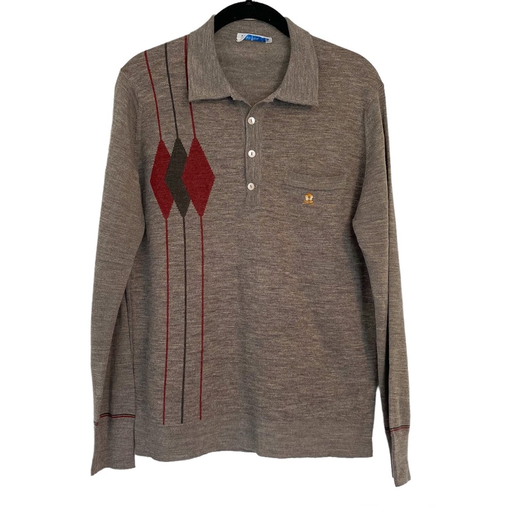 Montagut Paris International Polo Sweater Sz 4 Medium Abstract Wool